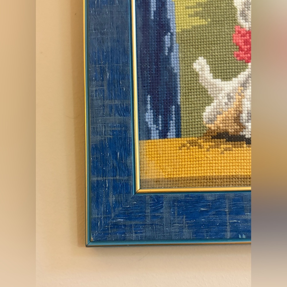 Vintage Best Friends for Life Dog Puppies Cross Stitch, Framed Cottagecore Art - Picture 9 of 13